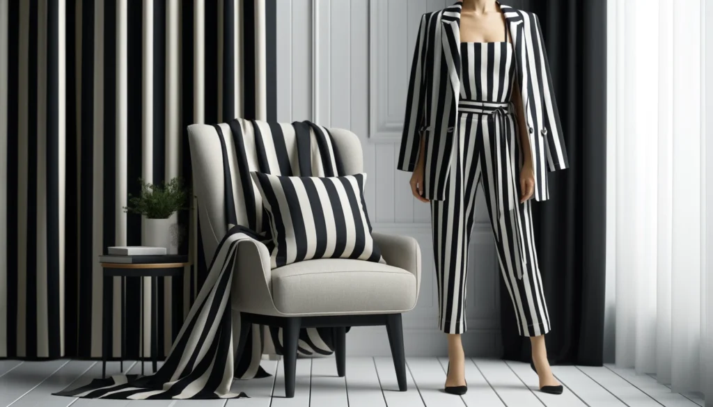 Black and White Stripe Fabric