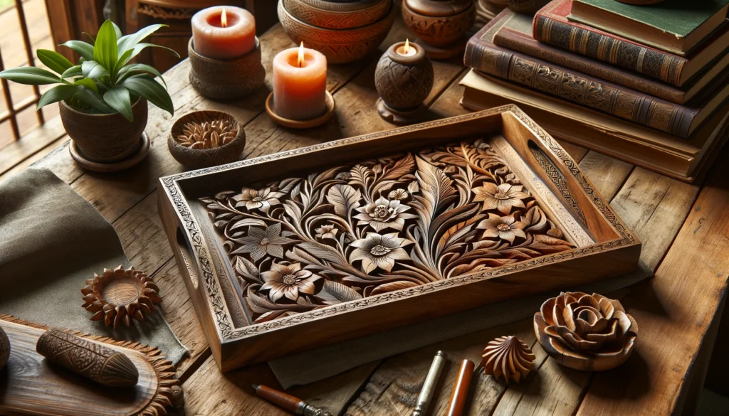 Carved Wood Tray: A Rustic Addition to Your Home Decor