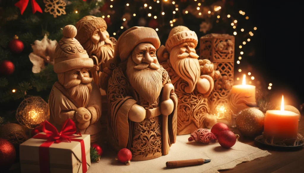 Hand Carved Wood Santas: A Traditional Christmas Decoration