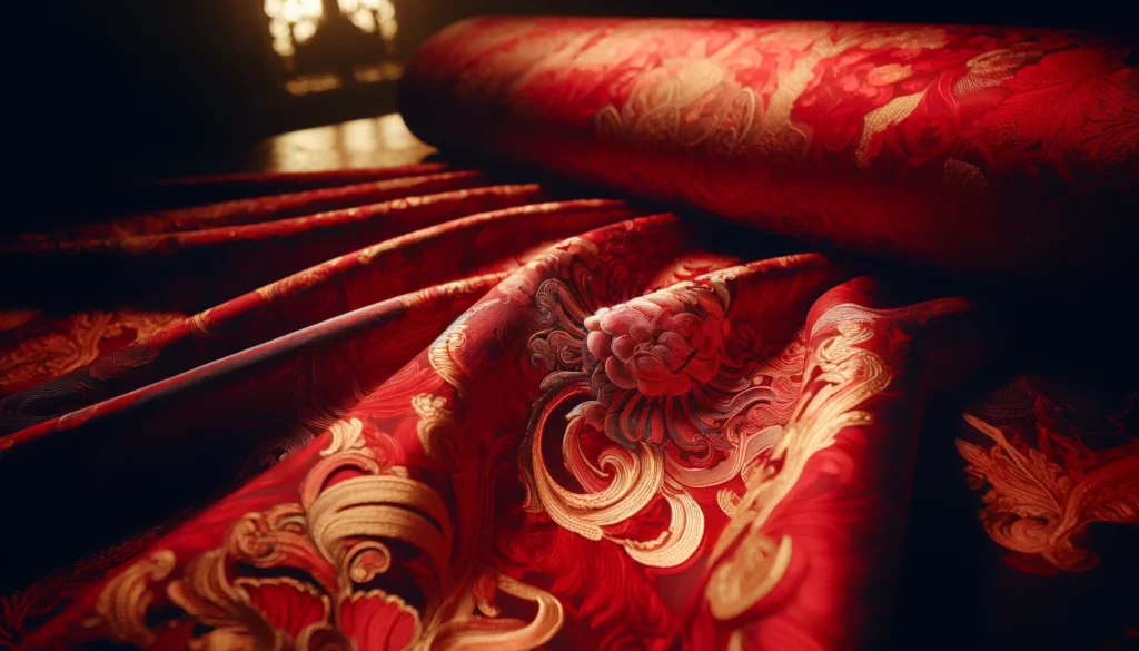 Red Brocade Fabric